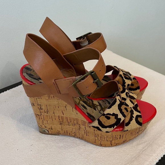 Sam Edelman Shoes - Women's "Sam Edelman" Leather/Hair Calf Wedges, Size 8.5
